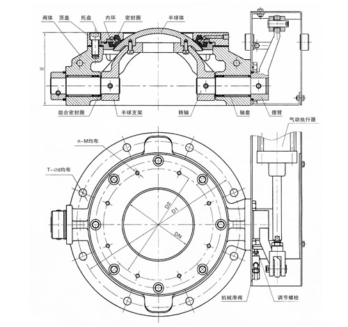 气动圆顶阀结构