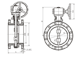 D341F4-10 型蜗杆传动衬氟蝶阀结构图